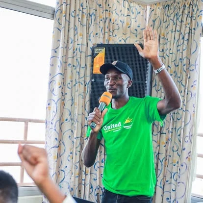 Maxwell Changilwa addressing a room